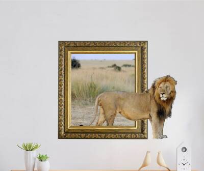 Ahşap 3 Boyutlu ASLAN  Figürlü Dekoratif Tablo 