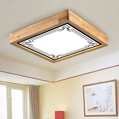Ahşap Çerçeve Motif Baskılı Tavan LED Aydınlatma Avize  