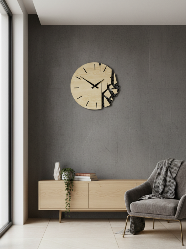 Aura Fragmenta-Ahşap  Tasarım Duvar Saati - 3