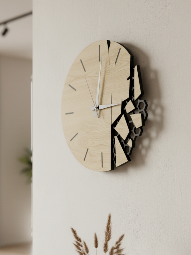 Aura Fragmenta-Ahşap  Tasarım Duvar Saati - 2