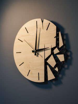 Aura Fragmenta-Ahşap  Tasarım Duvar Saati