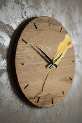 Kintsugi Serisi Ahşap Tasarım Duvar Saati