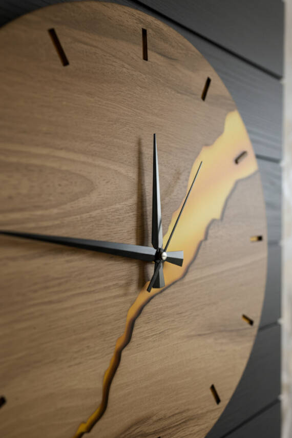 Kintsugi Serisi Ahşap Tasarım Duvar Saati - 3