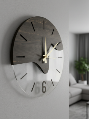 The Horizon 06 Ahşap ve Şeffaf Akrilik Tasarım Duvar Saati - 2