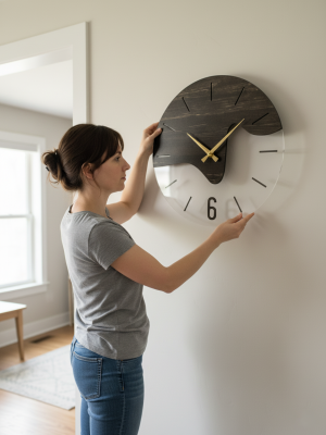 The Horizon 06 Ahşap ve Şeffaf Akrilik Tasarım Duvar Saati - 3