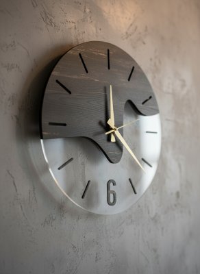 The Horizon 06 Ahşap ve Şeffaf Akrilik Tasarım Duvar Saati