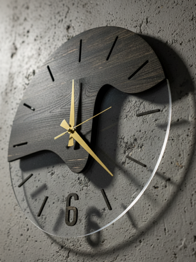 The Horizon 06 Ahşap ve Şeffaf Akrilik Tasarım Duvar Saati - 4